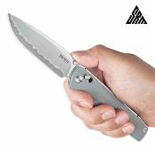 SRM258LGK2 Couteau SRM Terrier Lame Acier Laminé 140Cr Gris Manche G10 Ambi-Lock - Livraison Gratuite