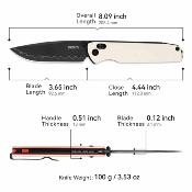 SRM258LGT2 Couteau SRM Terrier | Lame Drop Point Acier 140Cr Black | Ambi-Lock & Manche G10 White - Livraison Gratuite