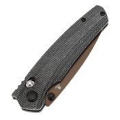 T2109V6 Couteau Tenable Raven Lame Acier 14C28N Rose Gold, Manche Micarta Noir, Verrouillage Cross Bar - Livraison Gratuite