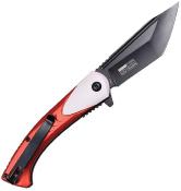 TF2026RD — Couteau Tac Force Linerlock A/O Lame Acier Inox Noir Tanto Manche Aluminium Rouge et Gris Ouverture Assistée EDC - Livraison Gratuite