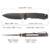TVJM03CU14 Trivisa Dragonfly-Y – Couteau Pliant EDC, Lame 14C28N, Manche Copper Verrouillage Axis Lock - Livraison Gratuite