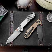 TVJM03ZTM Couteau Trivisa Dragonfly-Z | Lame Drop Point Acier M390 | Manche Gold Titanium Axis Lock - Livraison Gratuite