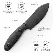 TVJM05BM14 Trivisa Eggplant BM – Couteau Fixe Lame Acier 14C28N Manche Micarta Black Étui Kydex – Livraison Gratuite 