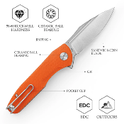 TVTY23OG14 Couteau Pliant TRIVISA Antliae 03O Orange Lame Acier 14C28N Roulements à Billes - Livraison Gratuite