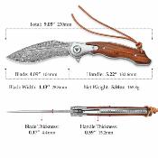 TRLE01IW Trivisa Lepus-01 – Couteau pliant Liner Lock Lame Acier Damas 110 couches Mitre Titanium Manche Ironwood - Livraison Gratuite