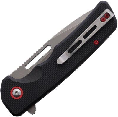 UTKE45 Couteau UTICA Disruption IV Lame D2 Stonewash - Manche G10 Noir - Sécurité Button Lock - Fabriqué aux États-Unis - Livraison Gratuite