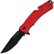 VNI35GPSBR — Couteau V Nives Black Rambo Utility Pro Lame Acier D2 58-60 HRC Noir Semi-Dentelée Clip Point Manche Plaquettes G10 Rouge Linerlock Clip Livraison Gratuite