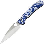 DGRFM022SGZH — Couteau Daggerr Sting Slim Lame Acier VG-10 Satiné Manche G10 Gzhel Crossbar Lock Livraison Gratuite