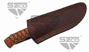 DM1289 Couteau Damas Wood & Horn Hunter Lame 256 couches Etui Cuir  - Livraison Gratuite