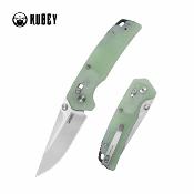 KUB464B Kubey Geri | Couteau Lame Acier 14C28N Satin | Manche G10 Jade | Crossbar Lock | Livraison Gratuite