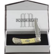 RR1738 Couteau Rough Rider Lockback Classic Yellow Lame Clip Point Acier Carbone T10 - Livraison Gratuite