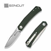 S250892 Couteau Sencut Braxx Green | Lame Clip Point Acier D2 Satin | Slipjoint & Manche Green Canvas Micarta - Livraison Gratuite