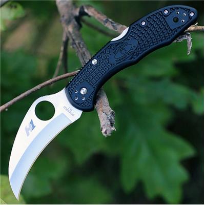 Couteau Spyderco Tasman Salt 2 Hawkbill Salt Lame Acier H1 Manche Black FRN Made Japan SC106PBK2 - Free SHipping