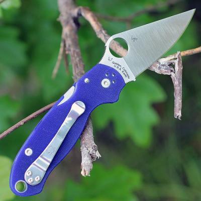 Couteau Spyderco Para-Military 3 G-10 Dark Blue Acier CPM-S110V Manche G-10 Made USA SC223GPDBL - Free Shipping