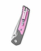 BTKMK16B  Bestechman Icebreaker – Couteau pliant Button Lock Lame Acier D2 Satin Manche Gray Aluminum & Pink G10 - Livraison Gratuite