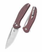 BTKMK18C  Bestechman Whalefin | Couteau Pliant Lame Drop Point Acier D2 Satin/Stonewash | Manche Brown G10 Button Lock - Livraison Gratuite