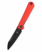 BTKMK20E — Couteau Pliant Bestechman Curvee Liner Lock Lame Acier AEB-L Two-Tone Manche Plaquettes G10 Rouge Front Flipper Thumb Stud Livraison Gratuite
