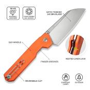CIVC230084 Couteau CIVIVI Hid Orange Lame Acier 14C28N Reverse Tanto Manche G-10 Pivot Céramique Bearing - Livraison Gratuite