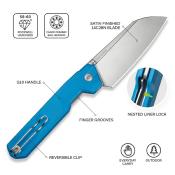 CIVC230085 Couteau CIVIVI Hid Blue Lame Acier 14C28N Reverse Tanto Manche G-10 Pivot Céramique Bearing - Livraison Gratuite