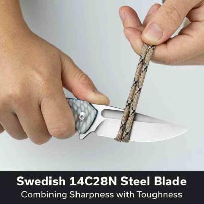 CIVC240402  CIVIVI Voidflare | Couteau Lame Drop Point Acier 14C28N Satin | Manche Greyish White Resin Linerlock - Livraison Gratuite