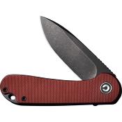 CIVC907A1 — Couteau Civivi Elementum Lame Acier D2 Black Stonewash Drop Point Manche G10 Bordeau Linerlock Chasse Bushcraft Livraison Gratuite