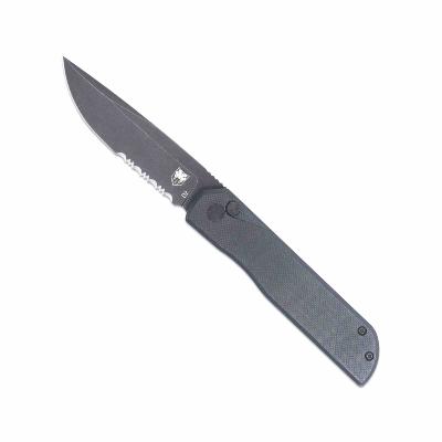 CTPLRBLKBLDS CobraTec Prowler | Couteau Pliant | Lame Drop Point D2 | Manche G-10 Noir | Button Lock | Livraison Gratuite