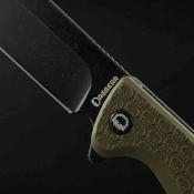 DGRTPFOLBW — Couteau Pliant Daggerr Toothpick Linerlock Lame Acier 8Cr14MoV Black Stonewash Manche ABS Texturé Vert OD Thumb Stud Livraison Gratuite