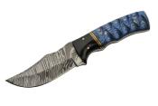 DM1302BL Couteau Skinner Blue Lake Ripple Lame Acier Damas Etui Cuir - Livraison Gratuite