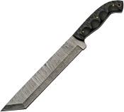 DM1323 Couteau Tanto Machette Damas Great Slate Lame Acier 256 Etui Cuir - Livraison Gratuite