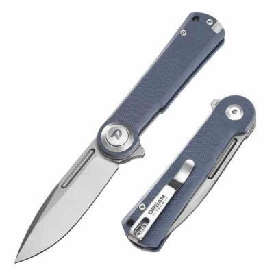DTK4134GBL – Couteau Dreamtech Lame Acier D2 Satin Spear Point Manche G10 Bleu - Button Lock - Livaison Gratuite
