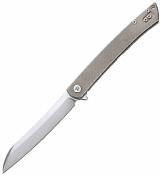 DTK4224TGL Couteau Dreamtech Titane4 | Lame Acier D2 | Manche Titane Gris | Linerlock & Ouverture Flipper - Livraison Gratuite