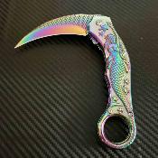 EE10A120RB ElitEdge Mermaid Karambit - Couteau Pliant A/O Lame Acier 440C Spectrum Manche Acier Sculpté Anneau Linerlock - Livraison Gratuite