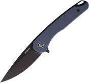 EKC440BGY – Eikonic Dromas Flipper – Couteau pliant Lame Drop Point Acier D2 black – Manche G10 bleu – Livraison Gratuite