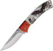ER2012EA Couteau Elk Ridge Eagle Lame Drop Point Acier 3Cr13 Manche Acrylique/Bois Lockback - Livraison Gratuite