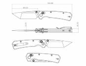 GEO2503H — Couteau GEO Knife Blaze Lame Acier Bohler M390 Tanto Stonewash Manche G10 Vert Crossbar Lock - Livraison Gratuite