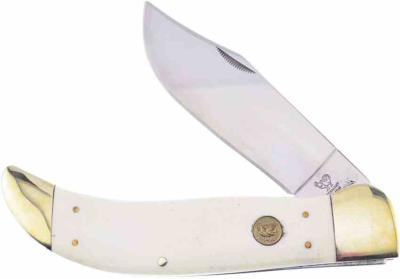 HRI341WSB Hen & Rooster Large Folder | Couteau Pliant Lame Clip Point Acier 4116 Poli Miroir | Manche Os Blanc | Livraison Gratuite