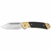 J1942SJBREB CJRB Pyrite Slipjoint - Couteau Pliant | Lame Bowie Acier AR-RPM9 Stonewash | Manche Bois + Laiton - Livraison Gratuite