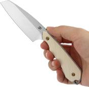 KG019A3 — Couteau Kansept Knives Valk Fixed Blade Lame Acier Nitro V Reverse Tanto Stonewash Manche G10 Ivoire Étui Kydex - Livraison Gratuite