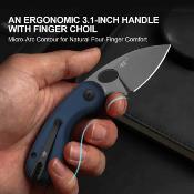 KIV2742A1 Kizer Microbe – Couteau Lame Acier 14C28N Drop Point Manche Aluminum Blue Button Liner Lock Clip – Livraison Gratuite