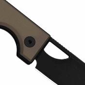KIV3708A2 Couteau Kizer Little Ringbo | Lame Drop Point Acier AEB-L Black | Manche Brown Aluminum Button Liner Lock - Livraison Gratuite