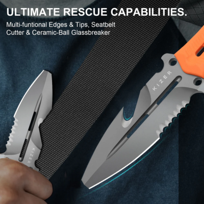 KIZXFB01A6 Couteau Kizer Norcross Orange Lame Spear Point Acier Nitro-V Manche G10 Housse Kydex - Livraison Gratuite