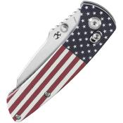 KT1015V9 — Couteau Kansept Main Street Crossbar Lock Acier 154CM Stonewash Wharncliffe Manche G10 Motif Drapeau Américain EDC Livraison Gratuite