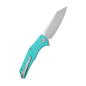 KUB158T — Couteau Kubey Flash Lame Acier Sandvik 14C28N Reverse Tanto Satiné Manche G10 Bleu Tiffany Linerlock - Livraison Gratuite