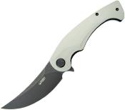 KUB173D Couteau Kubey Scimitar White Lame Acier AUS-10 Blackwash IKBS - Livraison Gratuite