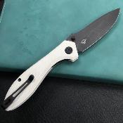 KUB314D  Kubey Ruckus – Couteau Liner Lock | Lame Drop Point AUS-10 BLK | Manche G10 Ivory | Bearing - Livraison Gratuite