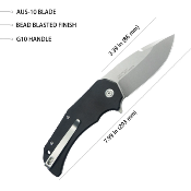 KUB319H Couteau Kubey Bravo One Lame Drop Point Acier AUS-10 – Manche G10 Noir – Linerlock – Flipper – Roulements céramique – Livraison Gratuite