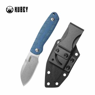 KUB455A Kubey Microburst KU455A – Couteau Lame Acier 14C28N Beadblast Manche Micarta Blue Etui Kydex Tek-Lok – Livraison Gratuite