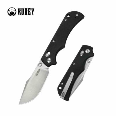 KUB503A Kubey Iguana Couteau Lame Acier D2 Stonewash Manche G10 Black Crossbar Lock - Livraison Gratuite