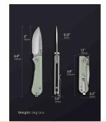 NUKS131005 Couteau NUKNIVES Kumpanter Lame Acier D2 Manche G10 Jade Liner Lock Ball Bearing - Livraison Gratuite