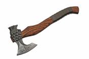 PA882462 Hache Wolf Hammer Lame Acier Carbone Manche Frêne Brûlé Etui Cuir - Livraison Gratuite